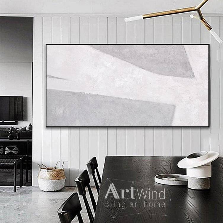 Gray Hand-painted Minimalism Abstract Canvas Artwork 2UN85
